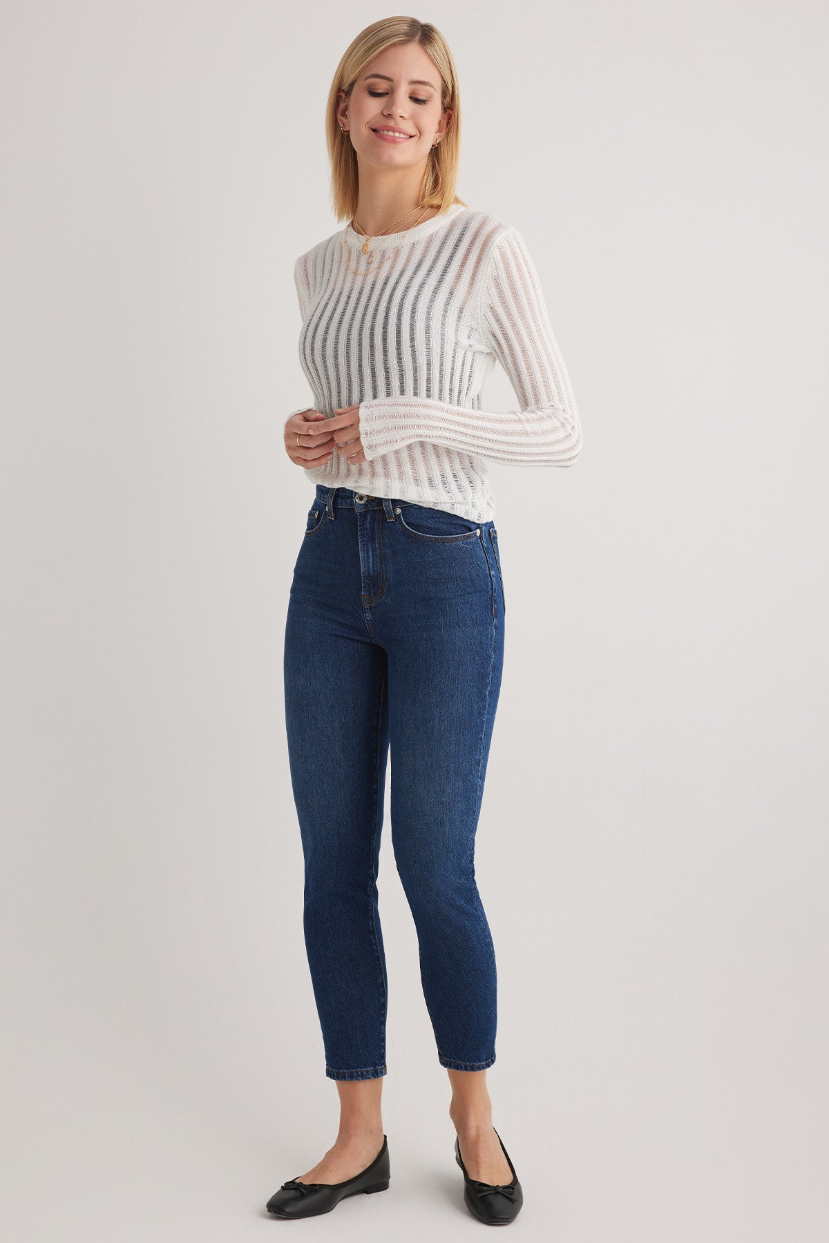 Hilde 499 Yüksek Bel Mavi Kadın Mom Jeans