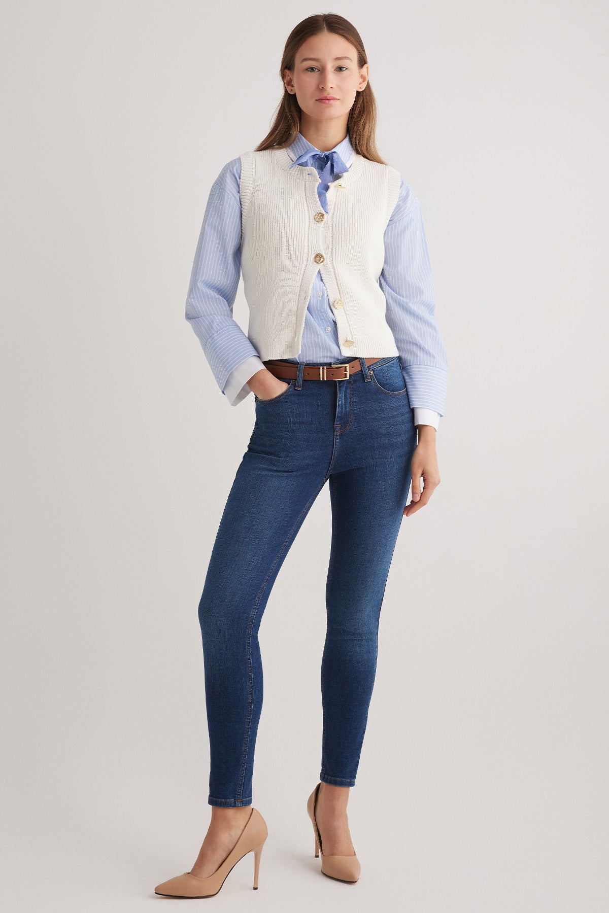 Miranda 102 Normal Bel Koyu Mavi Kadın Skinny Jeans