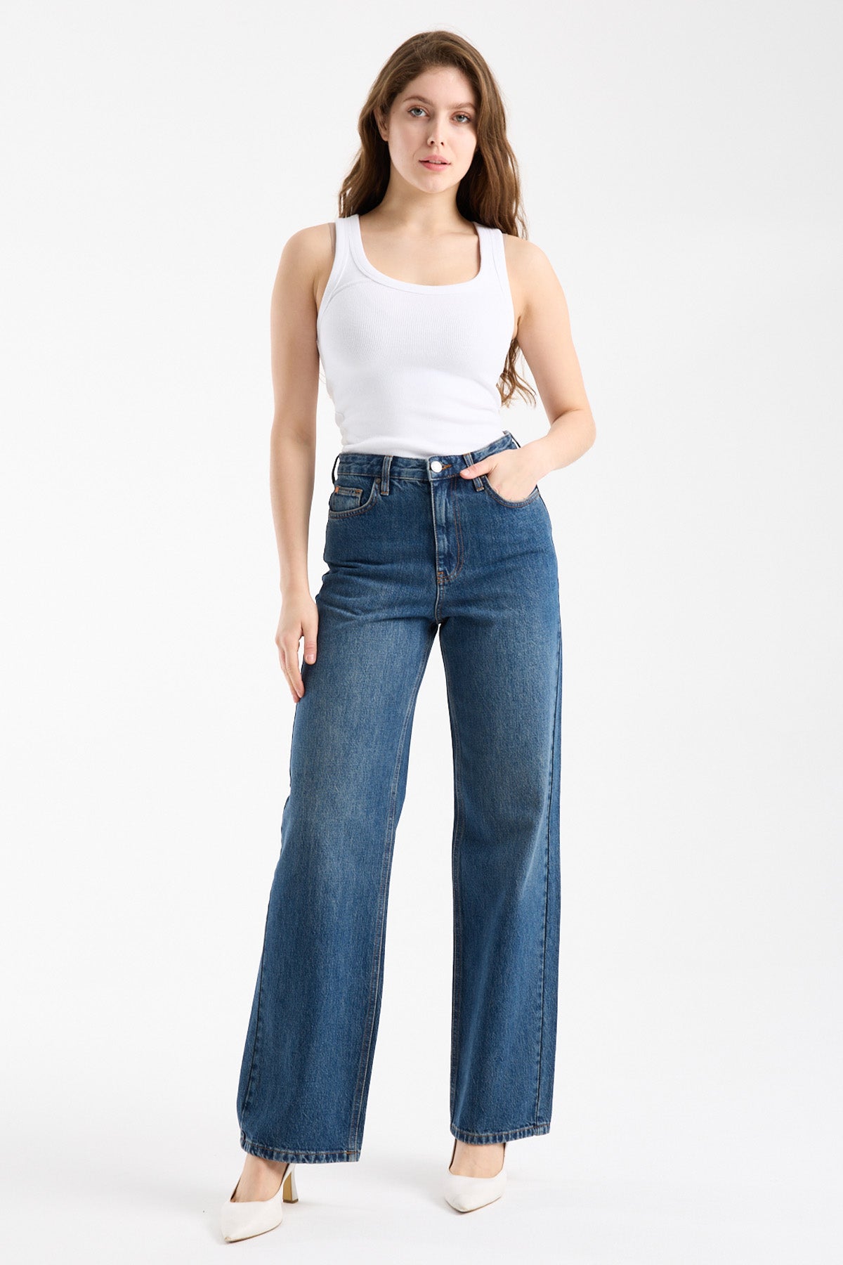 Debra 349 Yüksek Bel Tint Blue Comfort Straight Jeans Kadın