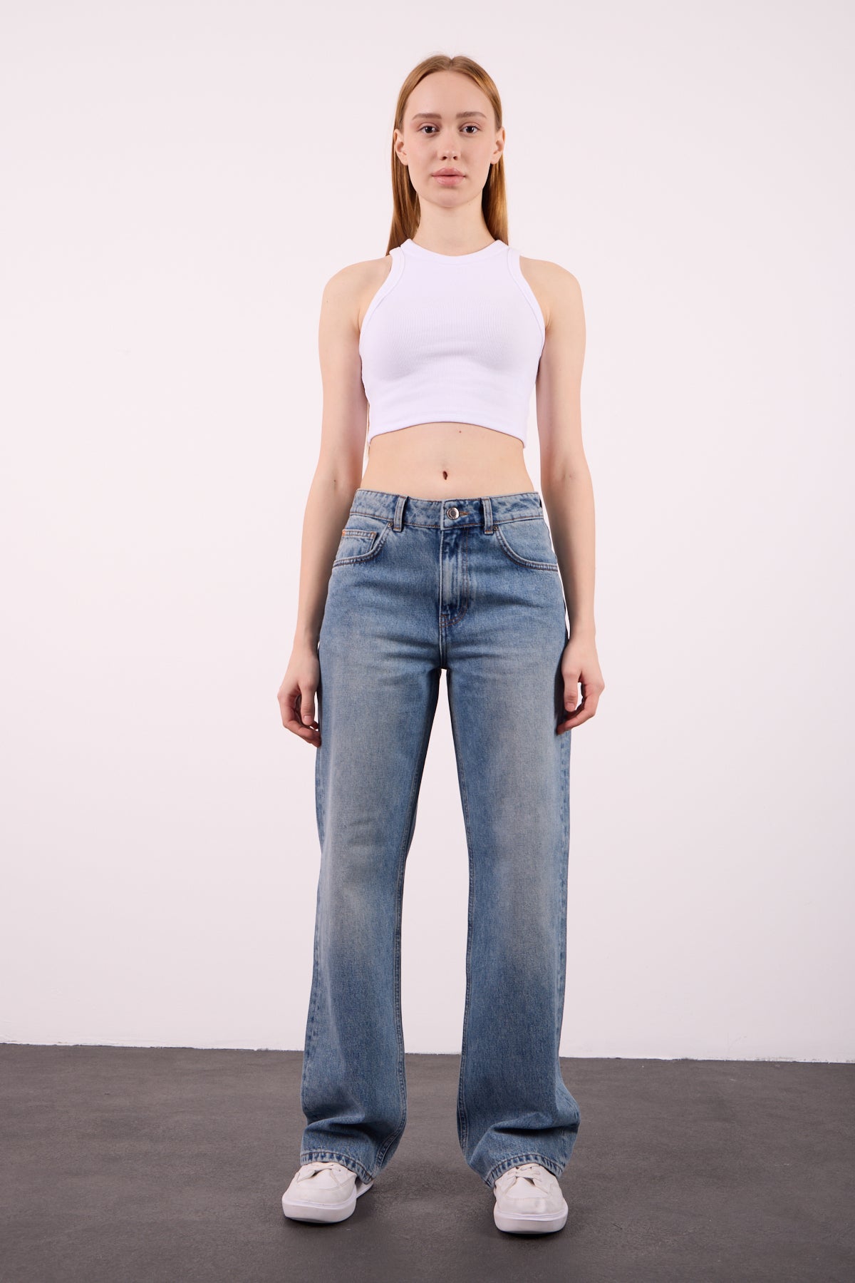 Lopez 1003 Normal Bel Açık Mavi Comfort Straight Jeans Kadın