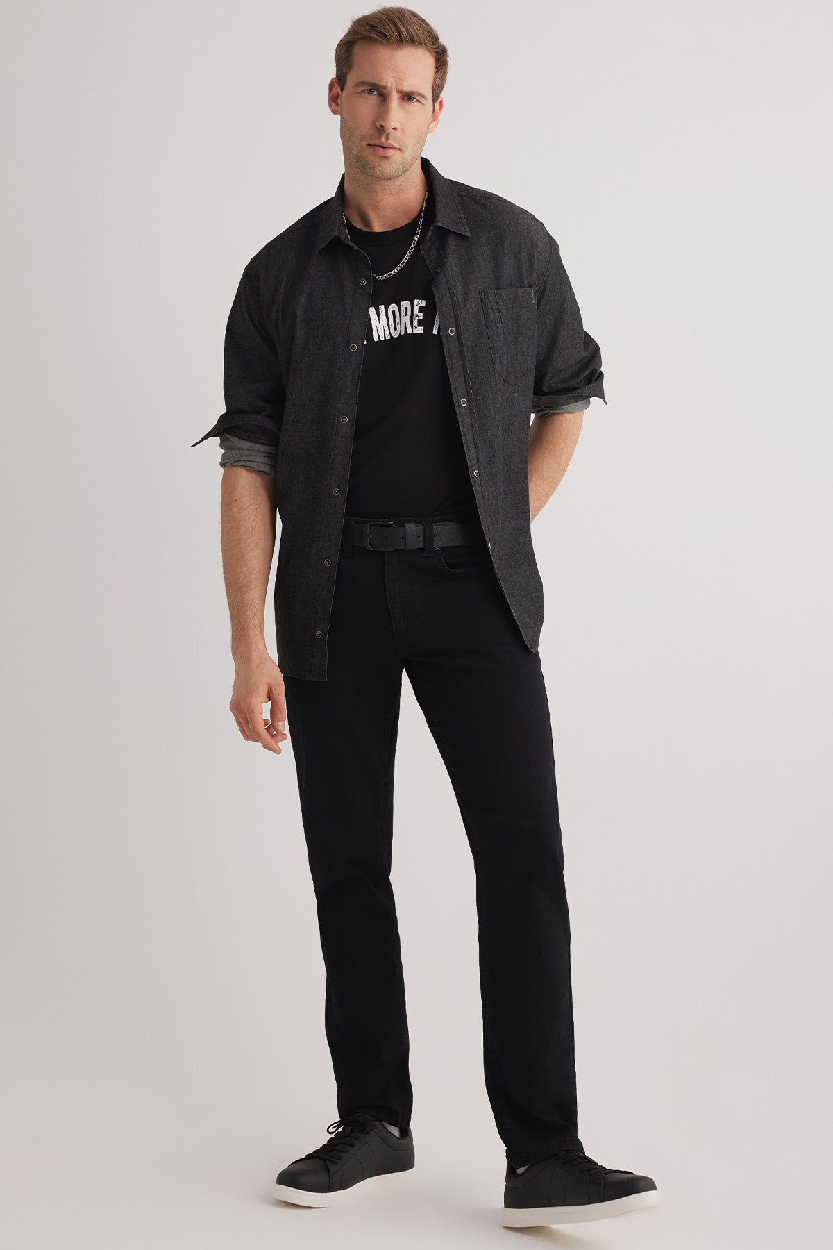 Alex 96 Normal Bel Siyah Tapared Erkek Slim Jeans