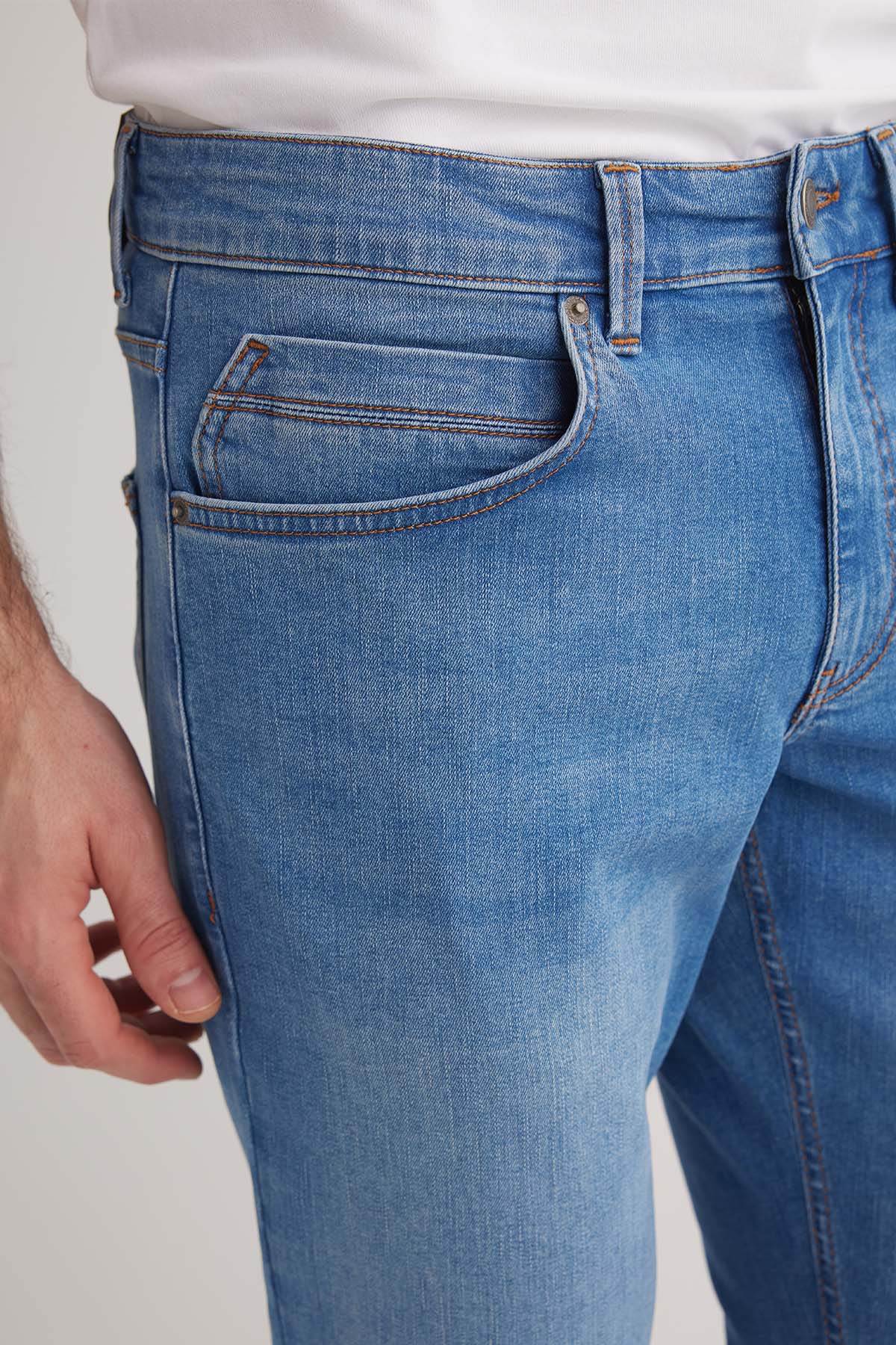 Alex 146 Normal Bel Mavi Tapared Erkek Slim Jeans