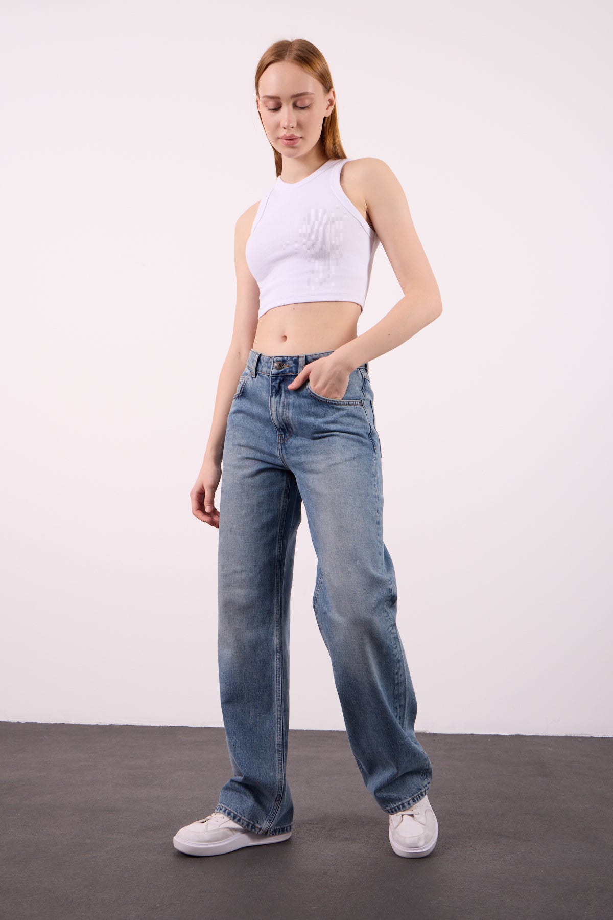 Lopez 1003 Normal Bel Açık Mavi Comfort Straight Jeans Kadın