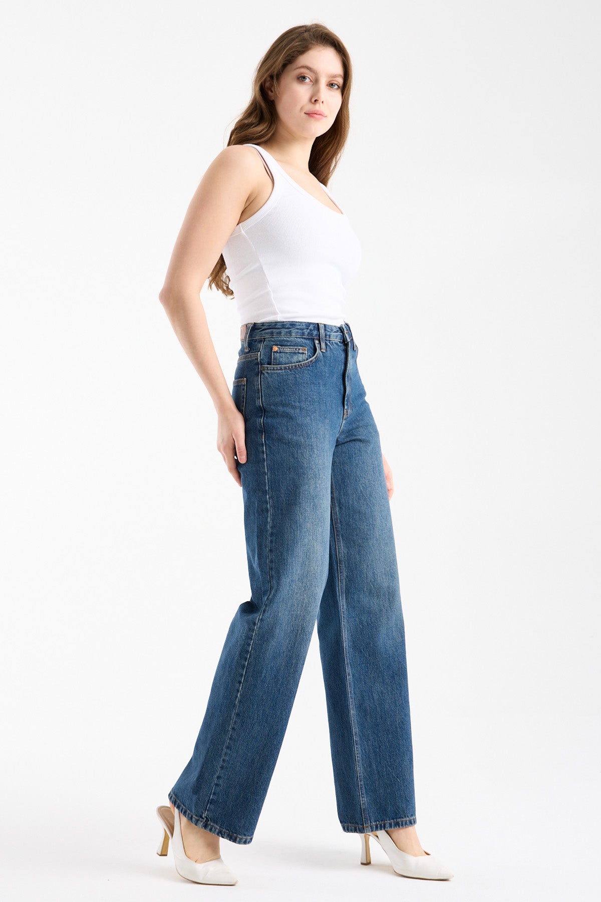 Debra 349 Yüksek Bel Tint Blue Comfort Straight Jeans Kadın