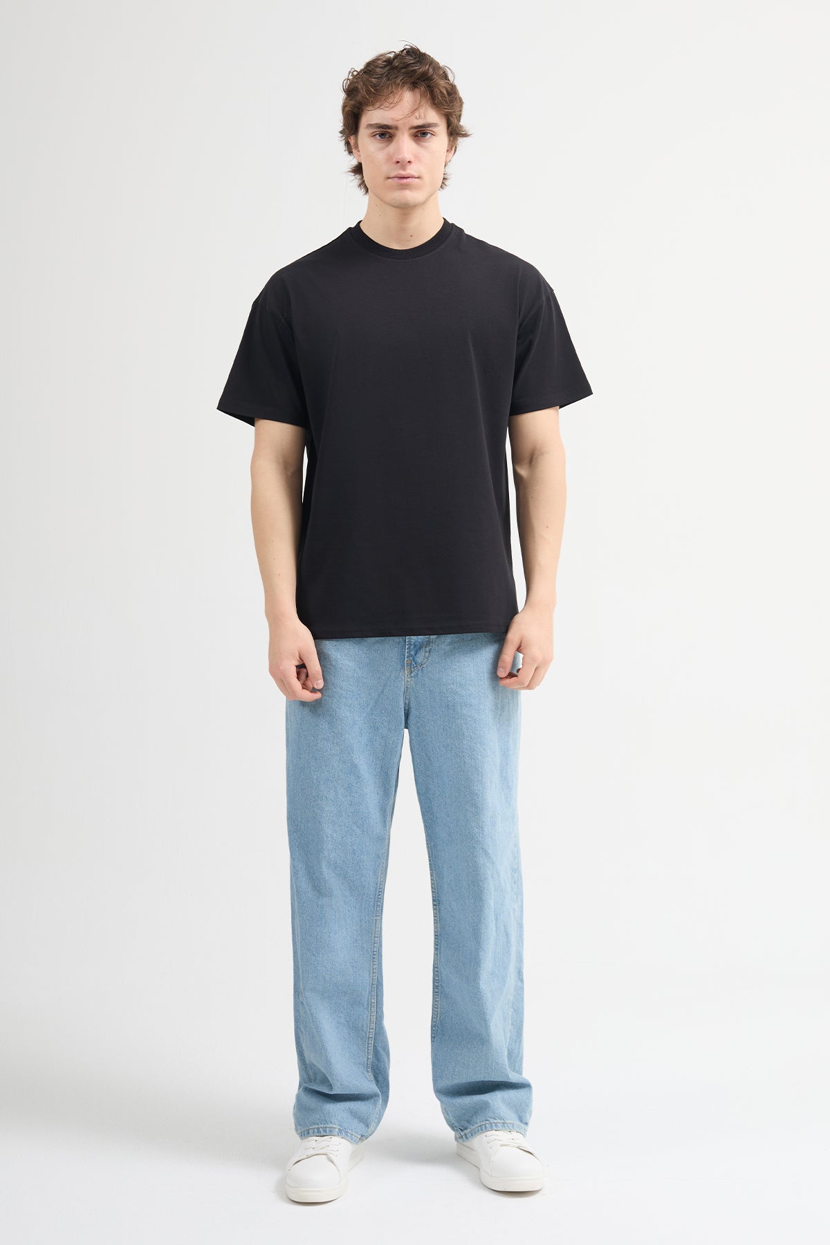Antonio 84003 Oversize Baskılı Siyah Erkek Basic T-Shirt