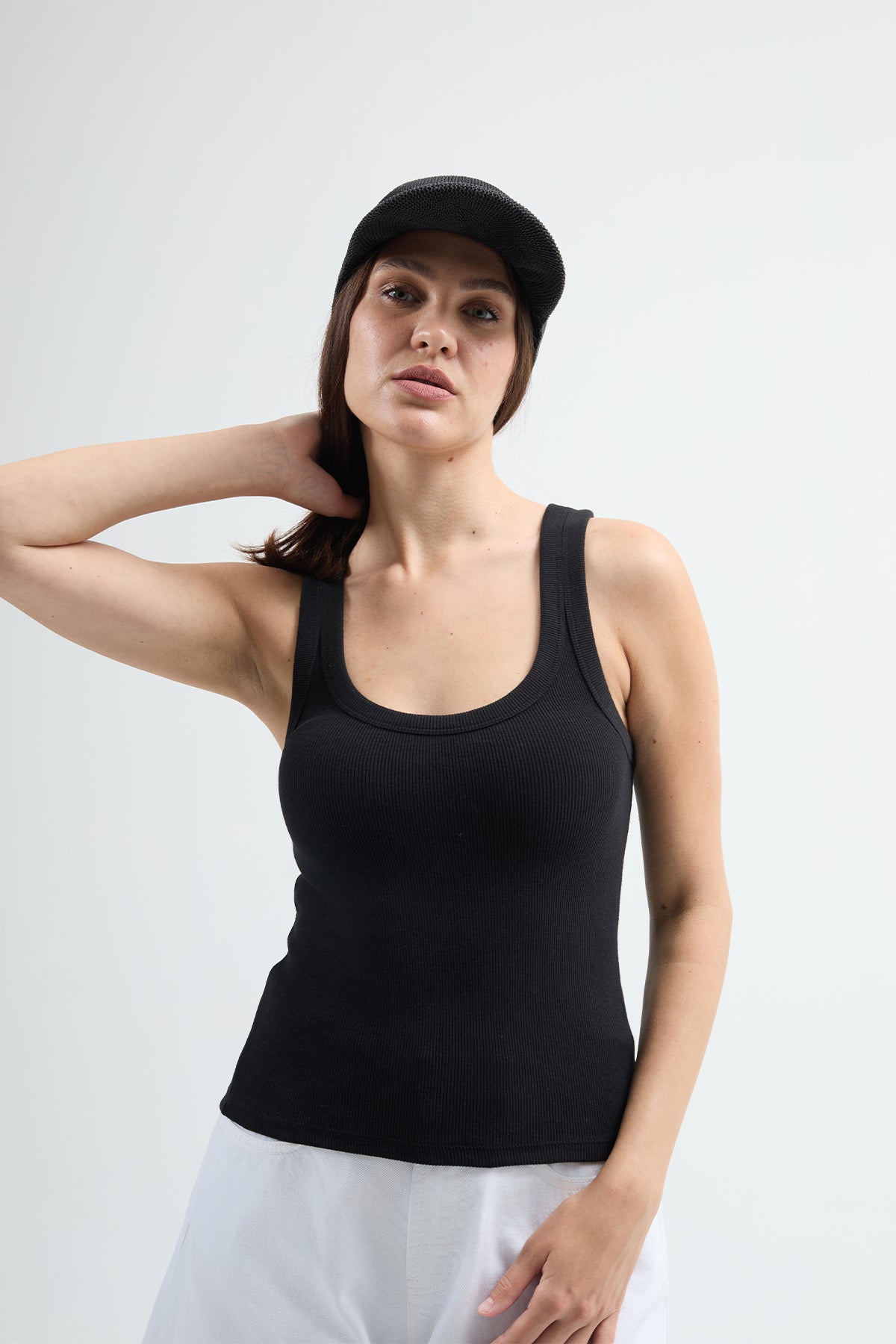 Cuello 82004-1 Dar Kesim 2'li Kadın U Yaka Basic Atlet