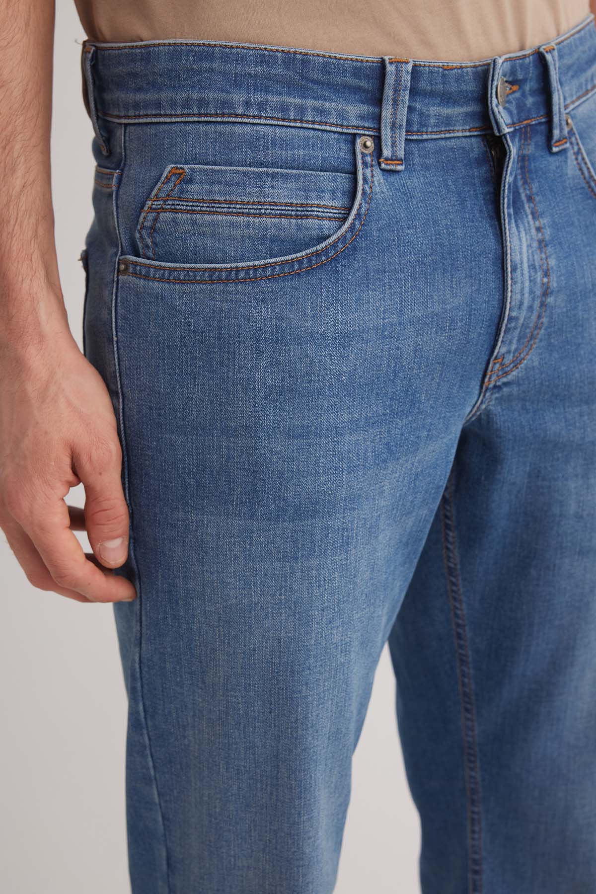 Alex 116 Normal Bel Mavi Tapared Erkek Slim Jeans