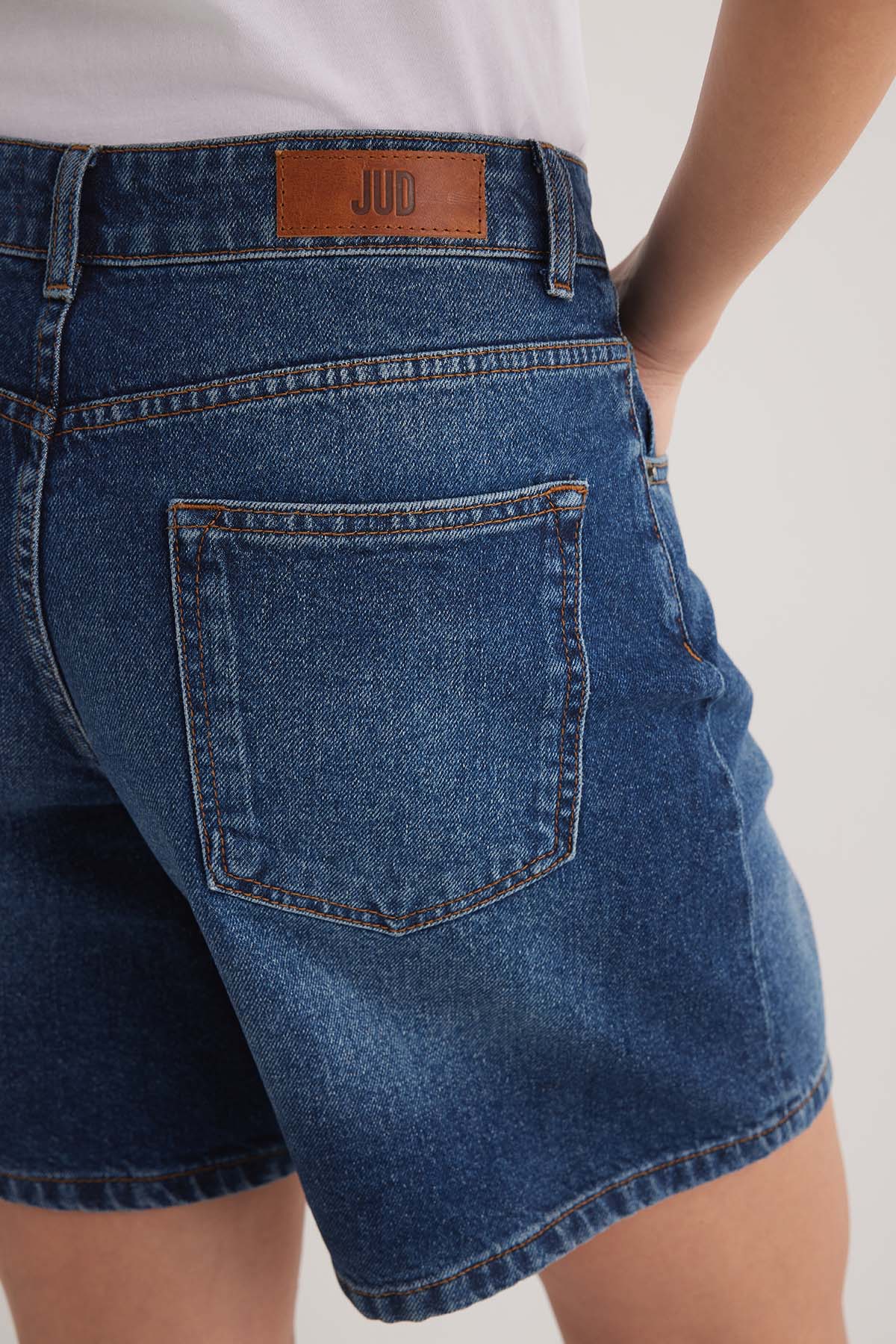 Mona 599 Yüksek Bel Koyu Mavi Kadın Regular Jean Şort