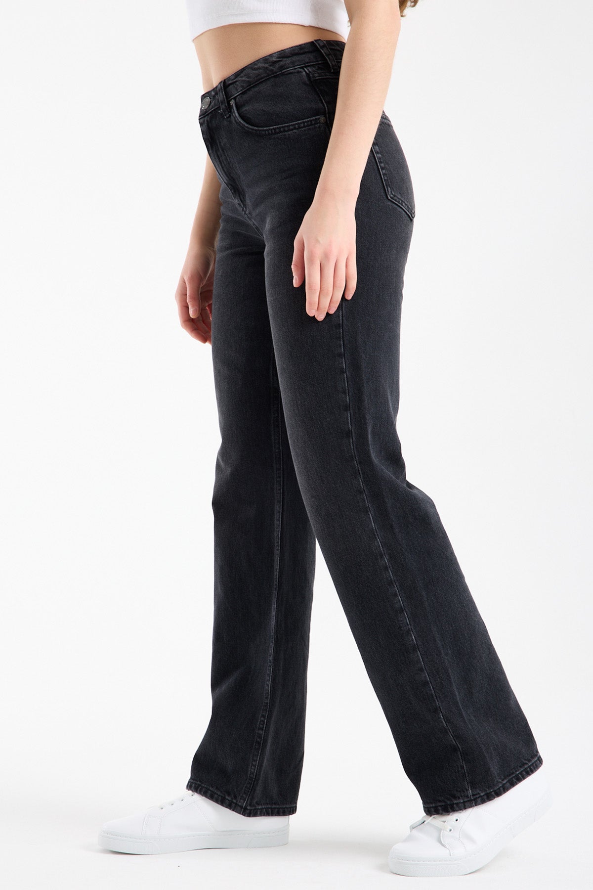Lopez 289 Normal Bel Antrasit Comfort Straight Jeans Kadın