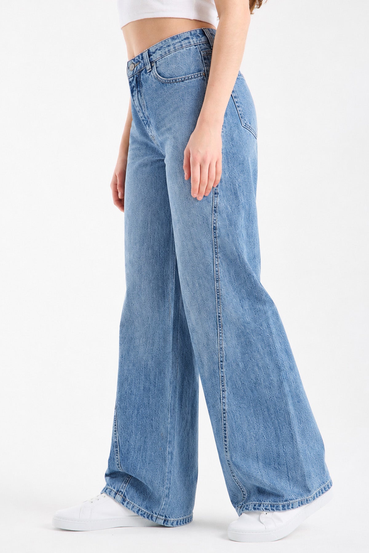 Lina 269 Normal Bel Açık Mavi Wide Leg Jeans Kadın