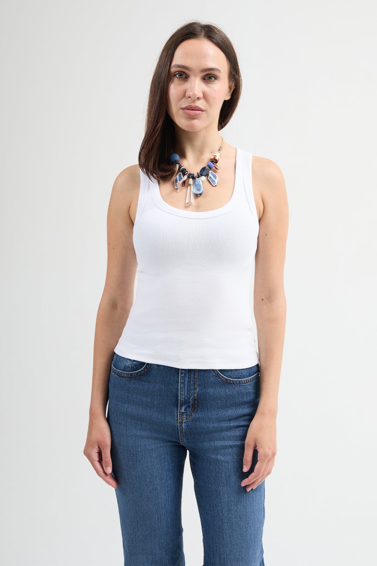 Cuello 82004-1 Dar Kesim 2'li Kadın U Yaka Basic Atlet