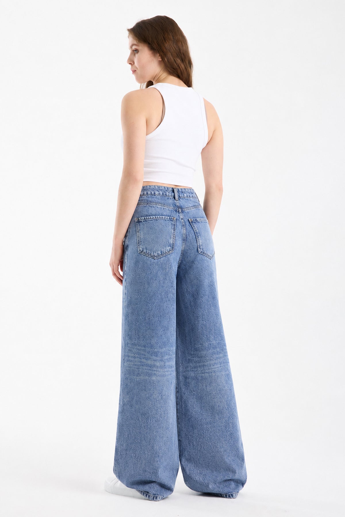 Lina 269 Normal Bel Açık Mavi Wide Leg Jeans Kadın