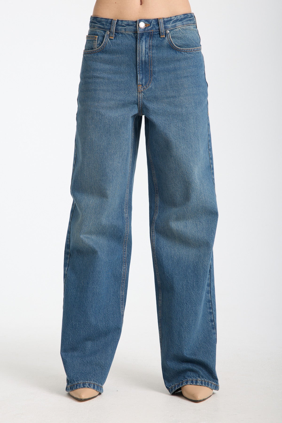 Debra 348 Normal Bel Tint Mavi Baggy Kadın Jeans