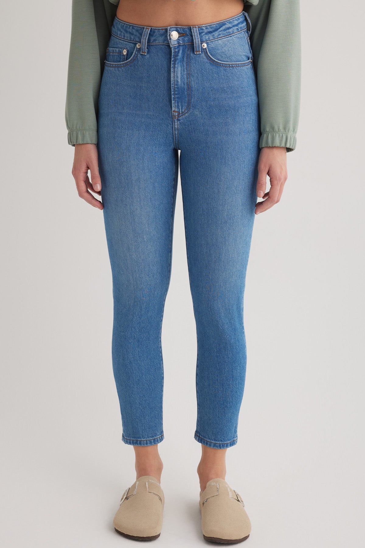 Hilde 399 Yüksek Bel Açık Mavi Kadın Mom Jeans