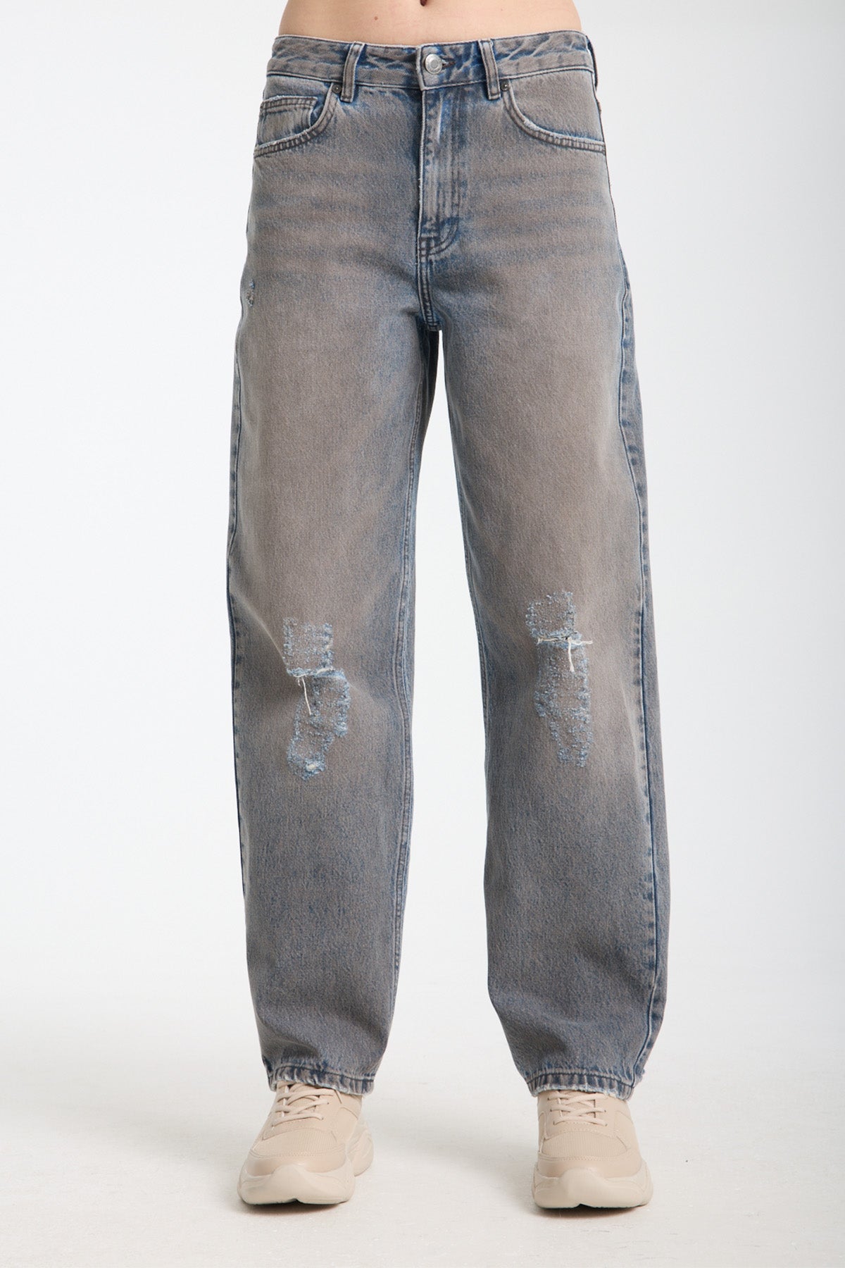 Alice 1001 Normal Bel Tintili Full Eskitme Mavi Baggy Kadın Jeans