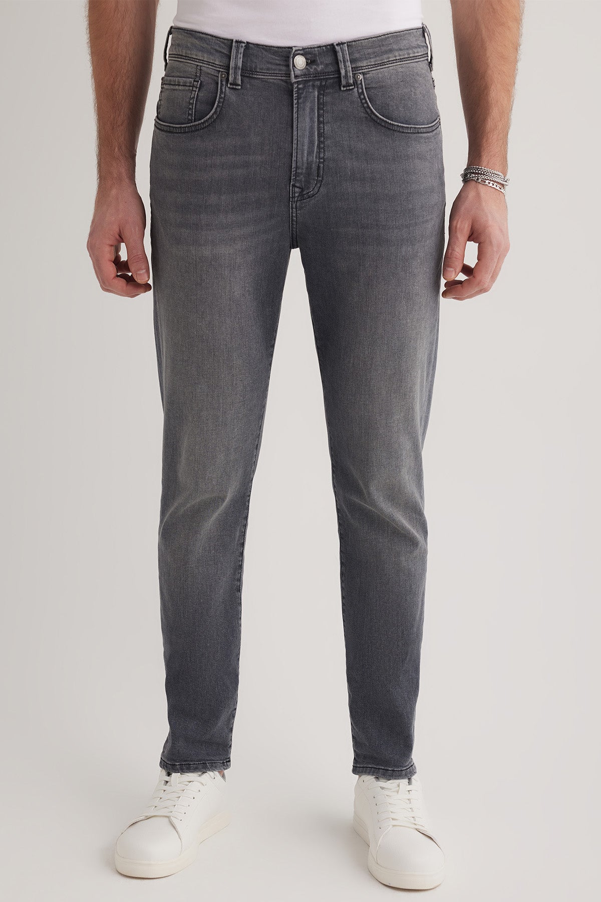 Jack 196 Normal Bel Gri Erkek Skinny Jeans