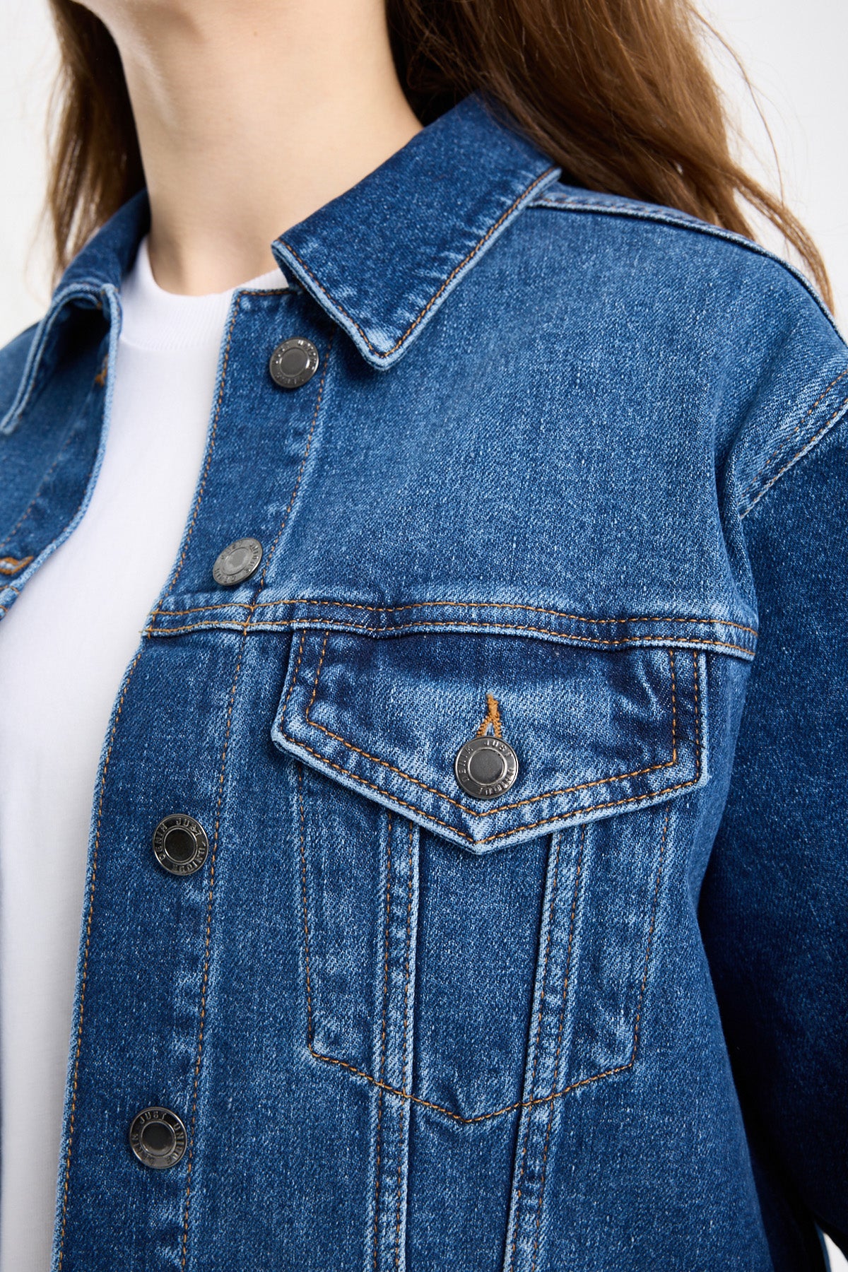 Irene 229 90's Regular Fit Koyu Mavi Jean Ceket Kadın