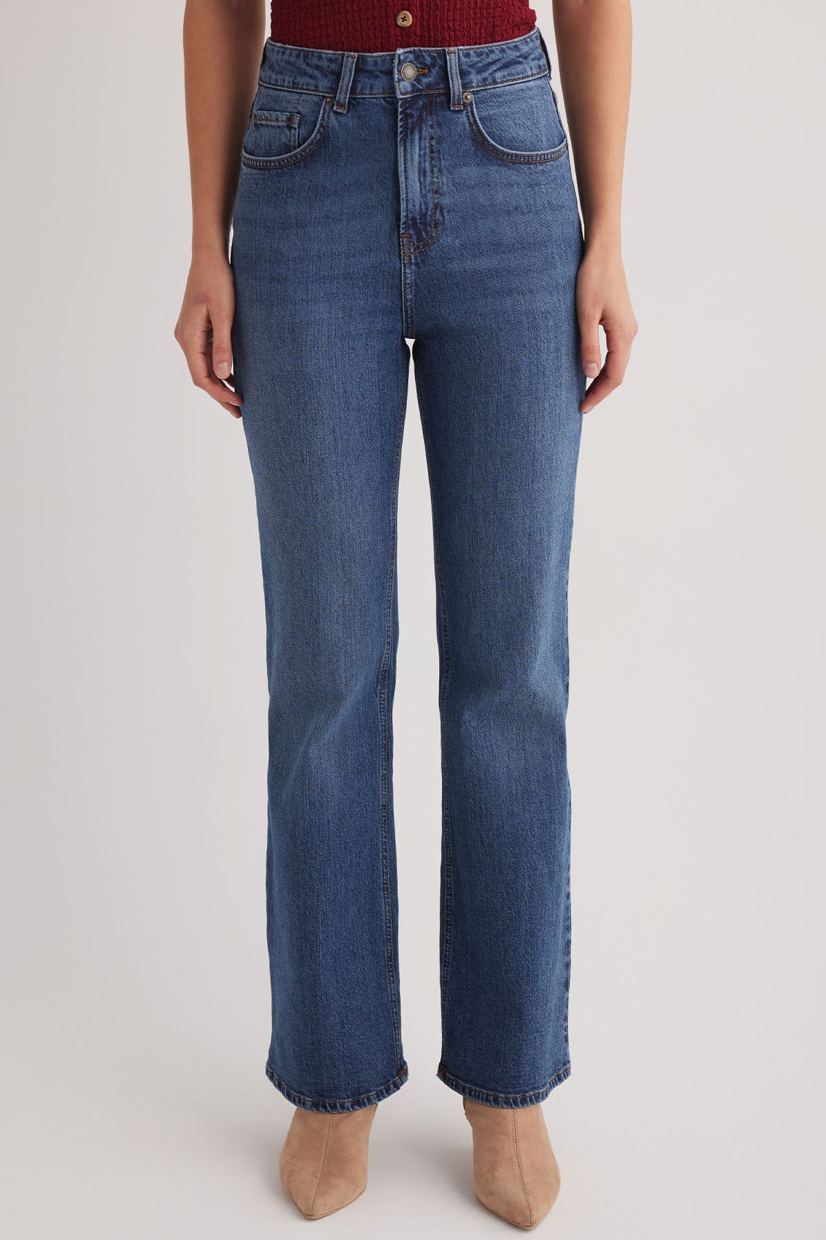 Milan 298 Yüksek Bel Mavi Kadın İspanyol Flare Bootcut Jeans