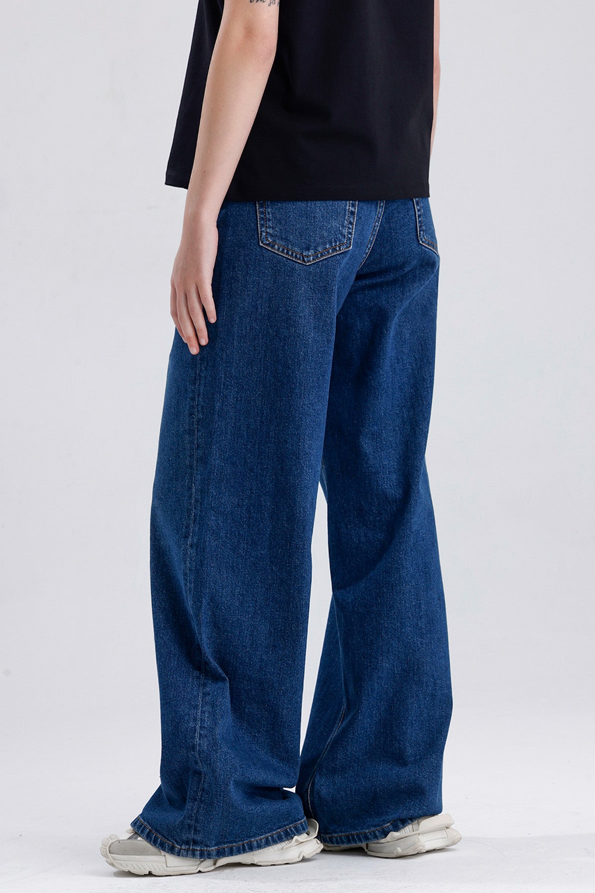 Paris 249 Normal Bel Koyu Mavi Wide Leg Jeans Kadın