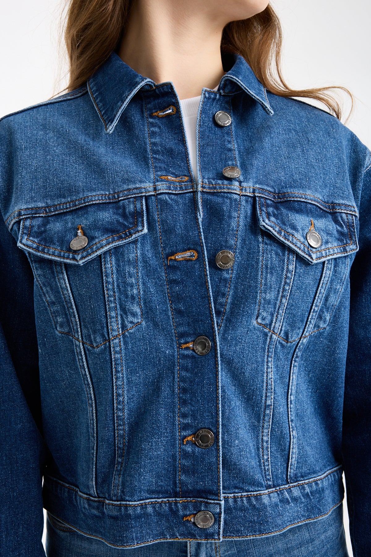 Irene 229 90's Regular Fit Koyu Mavi Jean Ceket Kadın