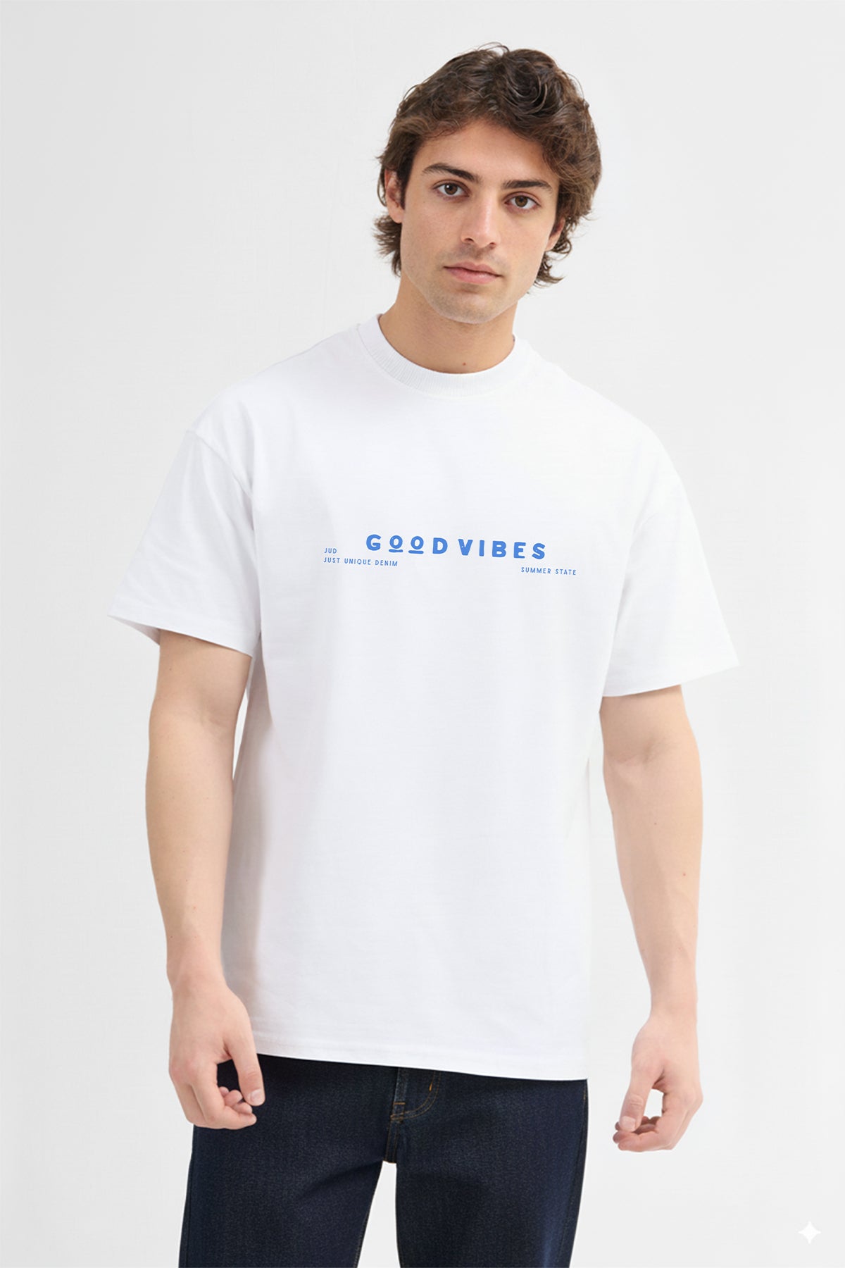 Antonio 84003 Oversize Baskılı Beyaz Erkek Basic T-Shirt