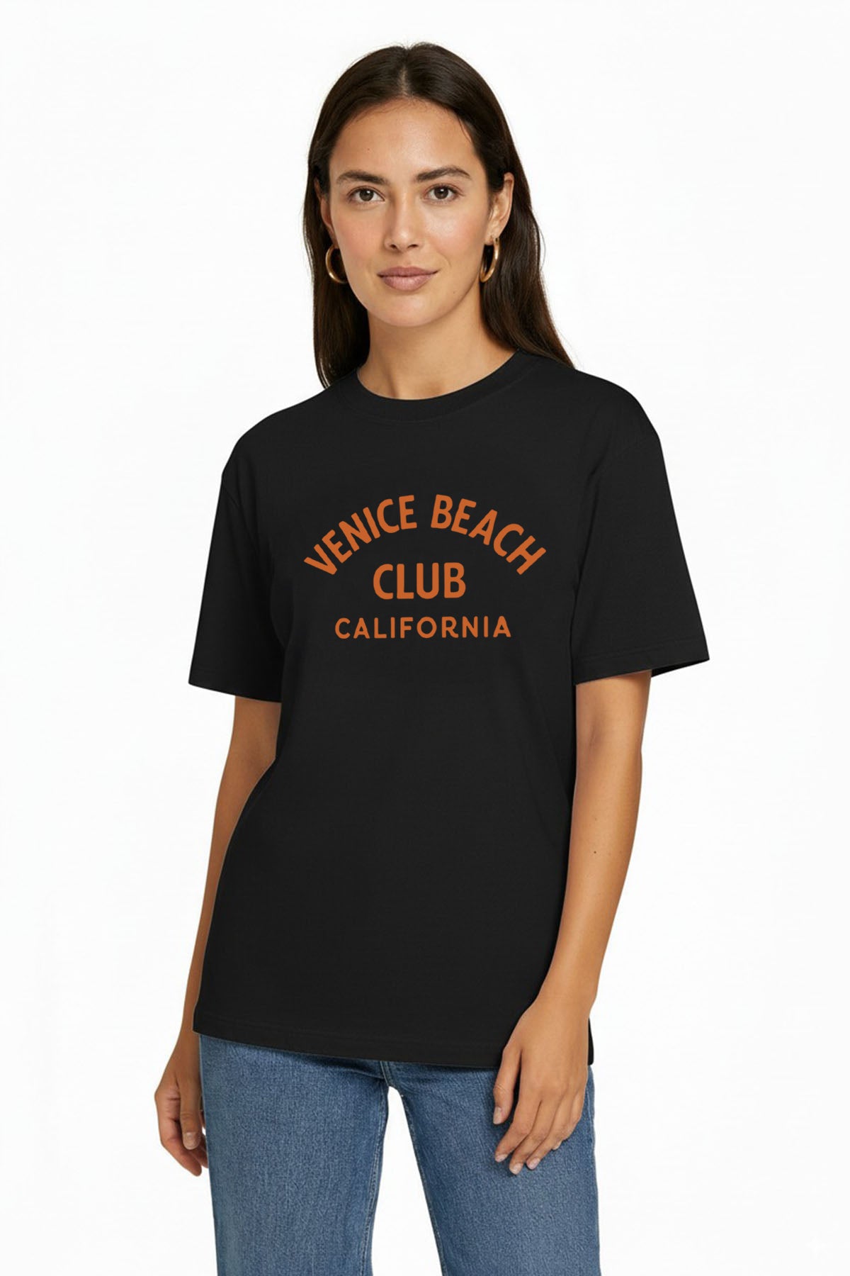 Carla 80003 Oversize Baskılı Siyah Kadın Basic T-Shirt