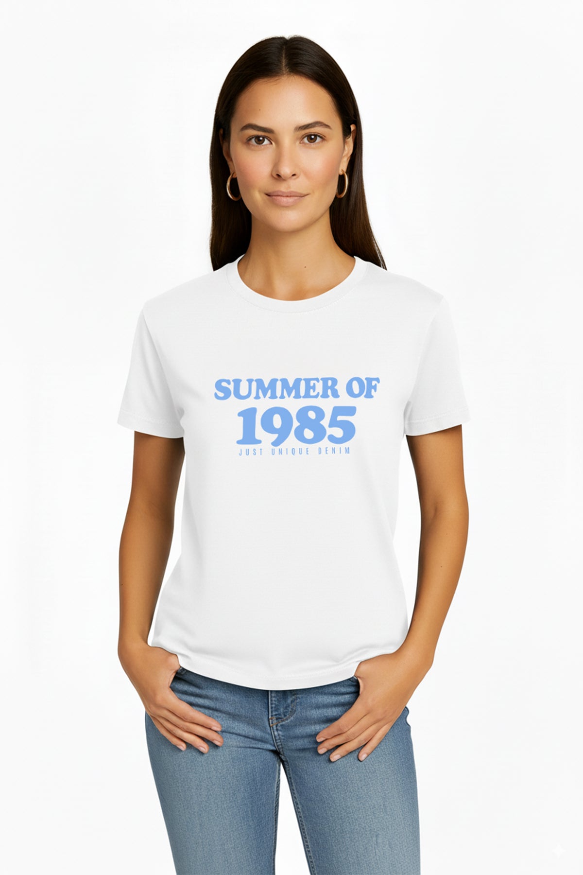 Maria 80006 Regular Fit Baskılı Beyaz Kadın Basic T-Shirt