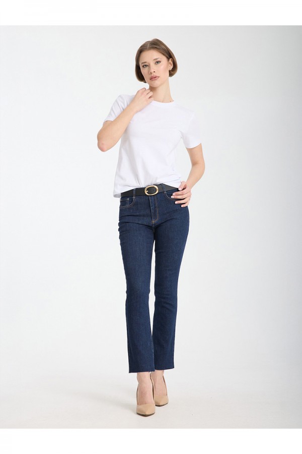 JUD Julia 92 NORMAL BEL KOYU RINSE CROP FLARE JEANS KADIN