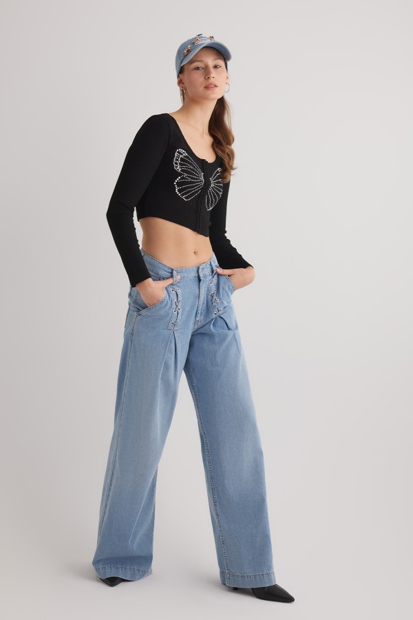 JUD Siena 1002 NORMAL BEL AÇIK MAVİ BAGGY JEANS KADIN